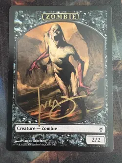MTG Zombie Token Signed by Lucas Graciano Conspiracy MTG Magic LP - Image 1