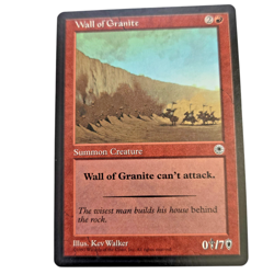 MTG Wall of Granite Portal POR Uncommon Red Creature Cant Attack 7 Defense LP - Image 1