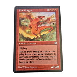 MTG Fire Dragon Portal POR Rare Red Creature Flying Magic the Gathering LP - Image 1