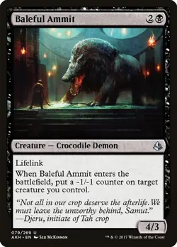 Baleful Ammit 79 PLST AKM Crocodile Demon Lifelink MTG McKinnon 2017 Uncommon EN - Image 1