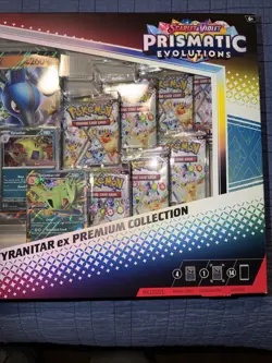 Pokemon Scarlet & Violet Prismatic Evolutions Lucario & Tyranitar ex Premium Col - Image 4