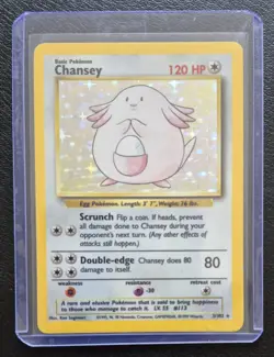 Pokemon TCG Chansey Base Set Holo Unlimited Rare Card 3/102 Vintage - Image 3