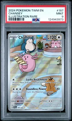 2024 POKEMON TWM EN-TWILIGHT MASQUERADE ILLUSTRATION RARE #187 CHANSEY PSA 9 - Image 1