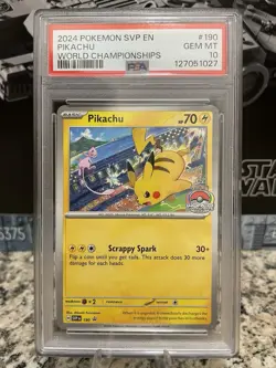 Pikachu (& Mew!) 2024 World Championship S&V Promo #190 - PSA 10 Gem Mint - Image 1