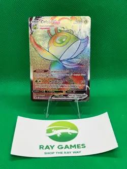 Pokemon TCG Celebi VMAX 199/198 Chilling Reign Holo Rainbow Secret Rare DMG - Image 1