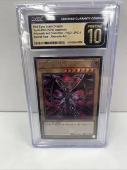 Red-Eyes Black Dragon PAC1-JP031 Secret Rare Alt Art Japanese Yugioh CGC 10 - Image 1