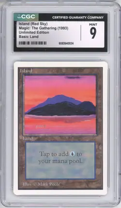Island Red Sky UNLIMITED Vintage Land Magic the Gathering 1993 MTG CGC 9 - Image 1