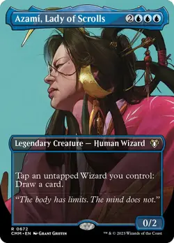NM Borderless Azami, Lady of Scrolls, MTG, Commander Masters, Magic, 672 - Image 1