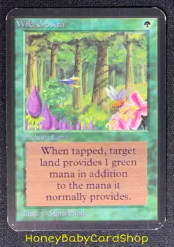 MTG Limited Edition Alpha 1993 Wild Growth NM/LP+ Card LEA Common 93/94 742818060004 - Image 2