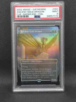 MTG English Ancient Gold Dragon (Borderless) NM Foil PSA 9 MINT #365 CLB - Image 1