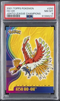 2001 TOPPS POKEMON JOHTO LEAGUE CHAMPIONS #250 HO-OH PSA 8 - Image 1