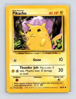 Pokemon TCG Pikachu 058/102 Base Set Normal MP - Image 1
