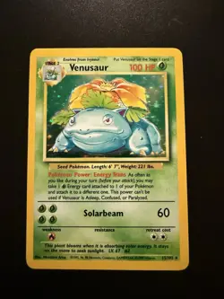 Pokemon TCG Venusaur Base Set Holo Unlimited Rare Card 15/102 1999 - Image 1