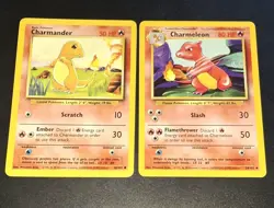 Vintage Charmander 46/102 Charmeleon 24/102 Pokemon TCG Base Set Cards - Image 1