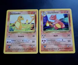 Vintage Charmander 46/102 Charmeleon 24/102 Pokemon TCG Base Set Cards - Image 5