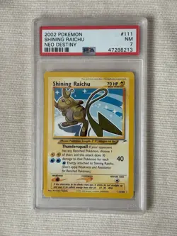 Pokemon Shining Raichu Holo Card Neo Destiny 111/105. Near Mint PSA 7 - Image 1