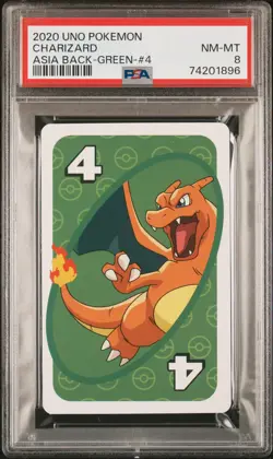 2020 UNO POKEMON ASIA BACK-GREEN-#4 CHARIZARD PSA 8 - Image 1