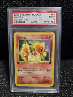 PSA 9 2000 1st Edition Pokemon Game Card Team Rocket Set Ponyta Mint Vintage 64 - Image 1
