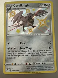 Pokemon TCG Corviknight Shining Fates Holo Card SV089/SV122 Near Mint - Image 1