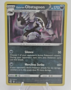 Galarian Obstagoon 161/264 Pokemon Fusion Strike Sword Shield Holo Rare Card NM - Image 1