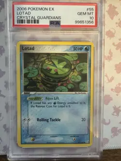 Pokemon Card 2006 EX Crystal Guardians Lotad 55/100 PSA 10 GEM MINT - Image 1