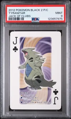 2012 POKEMON BLACK 2 PLAYING CARDS JACK OF CLUBS TYRANITAR PSA 9 - Image 1