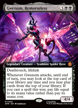 MTG Gwenom, Remorseless 256 Mythic Foil Extended Art Marvel Spider-Man - Image 1