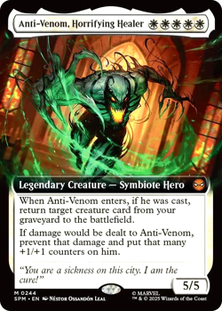 MTG Anti-Venom, Horrifying Healer 244 Mythic Foil Extended Art Marvel Spider-Man - Image 1