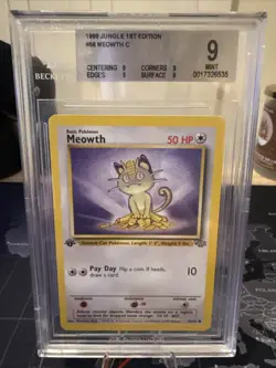 Meowth #56/64 1st Edition Jungle Pokemon NM GRADED BGS 9 - Image 1