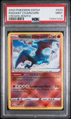 Pokemon Radiant Charizard 020/159 Radiant Rare Crown Zenith PSA 9 Mint - Image 1