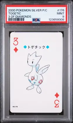 2000 POKEMON SILVER VERSION PLAYING CARDS 3 OF DIAMONDS #176 TOGETIC PSA 9 - Image 1