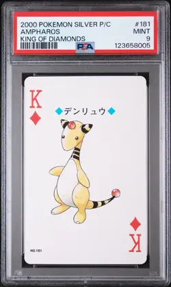 2000 POKEMON SILVER VERSION PLAYING CARDS KING OF DIAMONDS #181 AMPHAROS PSA 9 - Image 1