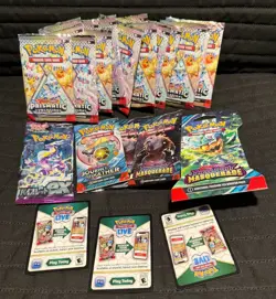 Pokemon EMPTY 16 Prismatic Evolutions Booster Packs + Twilight Masquerade Code - Image 1