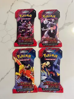 4x Pokemon TCG Scarlet & Violet Destined Rivals Sleeved Packs Full Art Set - Image 1