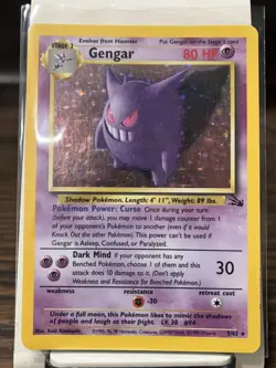 Pokemon TCG Gengar Fossil Holo Card 5/62 Unlimited Rare LP/MP - Image 1