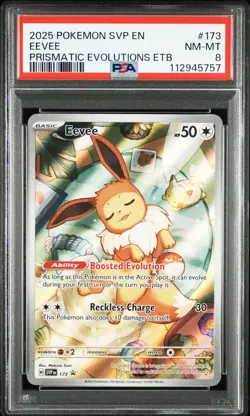 2025 POKEMON PRISMATIC EVOLUTIONS ETB PROMO #173 EEVEE PSA 8 - Image 1