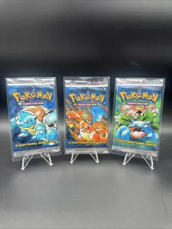 1999 Pokemon Base Set Booster Packs Art Set Of 3 - Charizard Blastoise Venusaur - Image 1