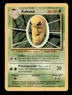 4X Pokemon Card Kakuna Base Set WOTC 33/102 MODERATELY PLAYED Non-Holo Common!!! - Image 1