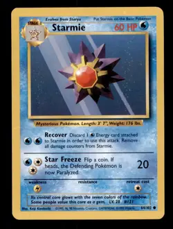 4X Pokemon Card Starmie Base Set WOTC 54/102 MODERATELY PLAYED Non-Holo Common!! - Image 1