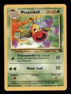 3X Pokemon Card WOTC Weepinbell Jungle 48/64 MODERATELY PLAYED Non-Holo Uncommon - Image 1
