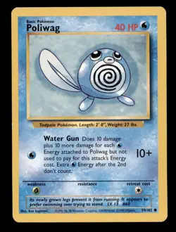 4X Pokemon Card Poliwag Base Set WOTC 59/102 MODERATELY PLAYED Non-Holo Common!! - Image 1