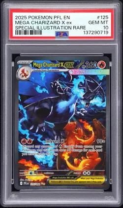 PSA 10 GEM MT 2025 POKEMON PFL EN-PHANTASMAL FLAMES #125 MEGA CHARIZARD X ex SIR - Image 1