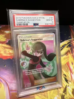 Pokemon 2019 Sun & Moon Team Up 181 Full Art Sabrina's Suggestion PSA 10 GEM MT - Image 1