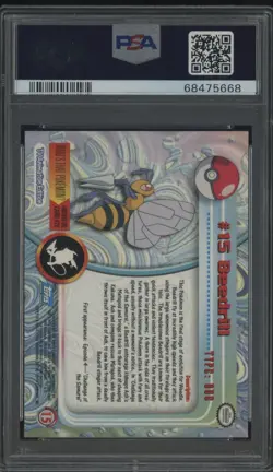 1999 Topps Pokemon T.V. Foil #15 Beedrill PSA 9 MINT - Image 2