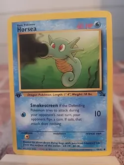 Horsea 49/62 1st Edition NM LP MP HP Common Fossil Pokemon Card 1999 First - Image 1