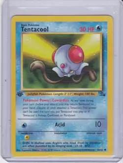 POKEMON FOSSIL 1ST EDITION TENTACOOL COMMON # 56/62 UNPLAYED - Image 1