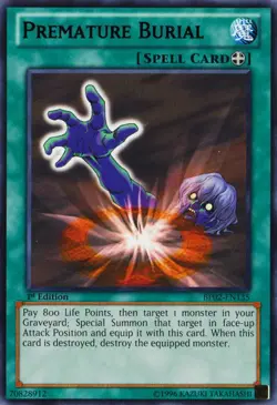 Yugioh! MP Premature Burial - BP02-EN135 - Rare - 1st Edition Moderately Played, - Image 1