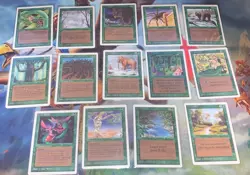 1993 - 14 MTG Unlimited Edition Common Green Cards Lot Near Mint Condition - Image 1