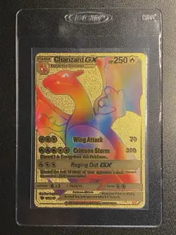 Pokemon Gold Foil Fan Art Rainbow Charizard GX 150/147 Collector Display Card NM - Image 3
