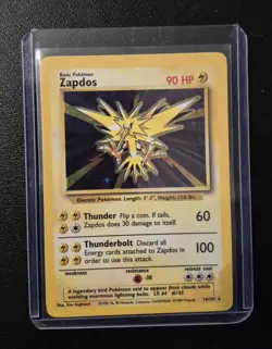 Pokemon TCG Zapdos Holo Rare Card Base Set - Image 1